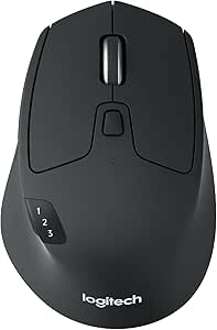 Logitech M720 Triathlon Wireless Mouse, Multi-Device, Bluetooth and 2.4 GHz with USB Unifying Receiver, 1000 DPI, 8-Buttons, 24-Month Battery Life, laptop/PC/Mac/iPad OS – Graphite Black