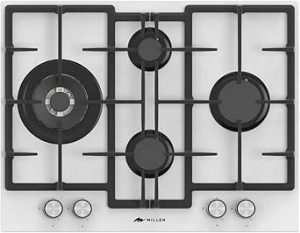 MILLEN 65 cm Built In White Glass Gas Hob with SABAF Burners -3 Years Warranty, MGHG 6502 WH