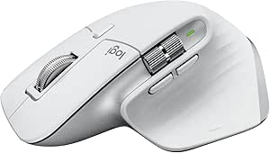 Logitech MX Master 3S Performance Wireless Mouse for Mac with Ultra-fast Scrolling, Ergo, 8K DPI, Track on Glass, Quiet Clicks, USB-C, Bluetooth, Windows, Linux, Chrome – Pale Grey