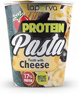 Laperva Protein Pasta Fusilli With Cheese, 17% Protein – Instant Prep Pack – Low Fat Diet – Very Low Fat – Vegetarian – (Box of 12 pieces)