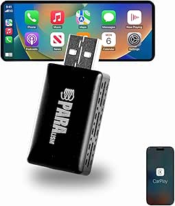 PARALISM CarPlay Wireless Adapter Converts Wired to Wireless Compatible for Apple CarPlay Tiniest Fast CarPlay Adapter Fit for iOS 12 + Plug and Use Type C,