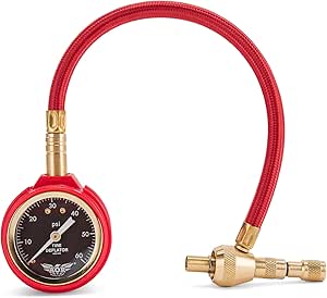 AOR Analog E-Z Tire Deflator Pressure Gauge with Protective Pouch – Heavy-Duty Brass Construction, Rapid Air Down Tool for 4×4 Vehicles, Accurate 0-60 PSI Monitoring, Ideal for Jeep, Truck, SUV