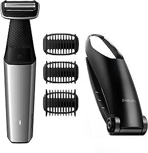 Philips Bodygroom 5000 Series | Body Groomer for Men | With Back Attachment | Skin-Friendly Shaver | Full Body Grooming | Bi-directional Trimmer | Black with Silver | BG5020/13