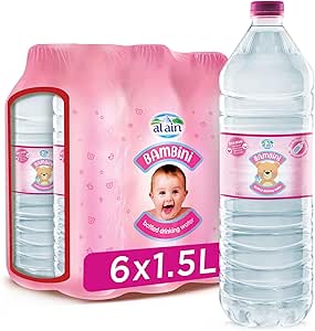 Al Ain Water Bambini, 1.5L Water, Pack of 6, Food Preparation Bottled Water, Ready to Use, Formulated Especially for Babies