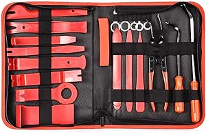 19Pcs Auto Audio Trim Removal Tool Set & Clip Plier Upholstery Fastener Remover Nylon Dash Door Panel Stereo