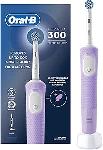Oral-B Vitality 300 Rechargeable Toothbrush with CrossAction Brush Head, 3 Cleaning Modes & 2 Minutes Built-in Timer D103.413.3 Lilac