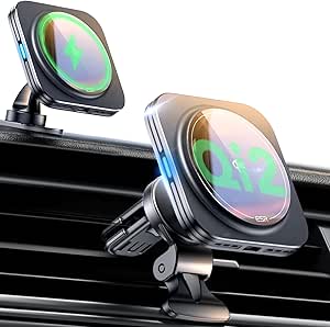 ESR for Qi2 15W MagSafe Car Mount Charger, Qi2-Certified MagSafe Car Charger, Air Vent/Dashboard Magnetic Wireless Car Charger, Car Holder Mount for iPhone 16/15/14/13/12, S25, Fast Charging, Black