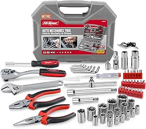Hi-Spec 67-Pc Auto Mechanics Tool Set – A Car Tools Repair Essential, Packed with Auto Mechanics Tools for Daily Maintenance
