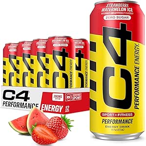 Cellucor C4 Energy Carbonated Zero Sugar Energy Drink, Pre Workout Drink + Beta Alanine – Strawberry Watermelon Ice – 16 FL OZ (473 ml) – Pack of 12 (Packaging May Vary)