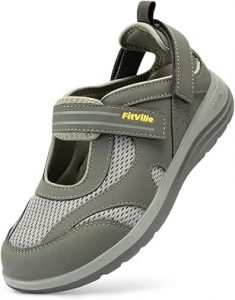 FitVille Shoes for Women Extra Wide Width Womens Sandals, Walking Shoes with Adjustable Closures Arch Support, Orthopedic Sandals for Flat Feet Heel Pain Relief,Plantar Fasciitis