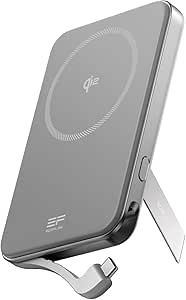EF ECOFLOW Rapid Power Bank 5000mAh Qi2 Certified Wireless Magnetic Portable Charger, 30W Max Fast Charging Battery Pack with Built-in USB-C Cable & Stand for iPhone16/15/14/13/12 (Rapid 5000 Sliver)