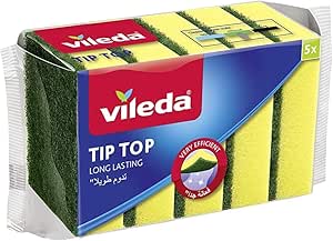 Vileda Tip Top Dish Washing Medium Foam Sponge Scourer 5 Pieces