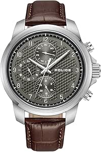 Police Chronograph Gents Wrist Watch with Durable Leather Strap