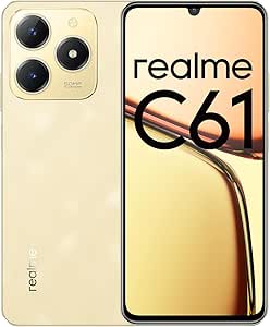 Realme C61 Dual SIM Smartphone | 8GB RAM, 256GB Storage | 6.74″ 90Hz Display | 50MP AI Camera | 5000mAh Battery | Android 14 | 4G LTE | Side Fingerprint | Type-C Charging (Sparkle Gold)