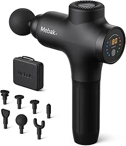 Mebak 3 Massage Gun, Massage Gun Deep Tissue for Athletes, Professional Muscle Percussion Massager Gun for Shoulder Leg Back Body Pain Relief, Quiet Portable Sport Massager, Gifts for Him