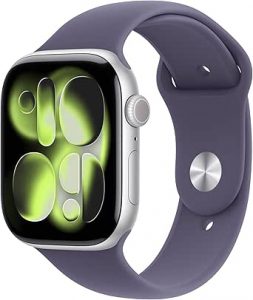 Apple Watch Series 11 GPS 42mm Silver Aluminium Case with Purple Fog Sport Band – M/L