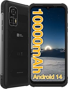 AGM H MAX Rugged Smartphone Unlocked, 4G Outdoor Phone with 10000mAh Battery, Android 14, 4GB+128GB, 6.56” HD+ Display, IP68/IP69K, Face ID, Dual SIM, NFC (AE version)