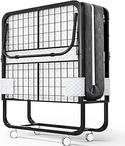 SKY-TOUCH Folding Bed 31.9×19.7×16.2 inches with Memory Foam Mattress, Portable Foldable Beds Strong Sturdy Frame, Rollaway Beds for Home and Office