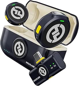 Hollyland LARK M2 Wireless Microphone System compatible with Android Smartphone, iPhone 16/15 Series, 1000ft LOS Range, Hi-Fi Audio, Noise Cancellation, 30H Duration, Mini Mic for Livestream Vlog