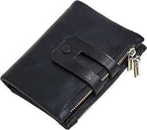 FOUSIUTIM Wallet Men. Leather Wallet for Men with Rfid Blocking. Rfid Wallet for Men Large Business Card Holder with 17 Card Slots. Double Zipper Coin Purse (Black)