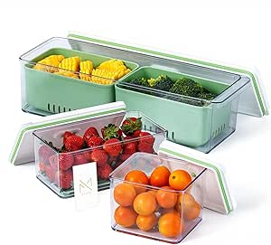 MANSO Airtight Storage Food Containers with Leak-Proof Lids – 1-3L Kitchen Organizer for Freshness Preservation, Fridge Storage, Pantry Organization, Baby Food, Cereal (Green)