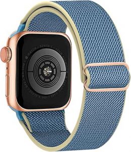 Nylon Stretchy Solo Loop Watch Band, Compatible with Apple Watch Series 1-10, SE, Ultra 38/40/41/42/44/45mm/46mm/49mm, Adjustable Replacement Strap for Women Men