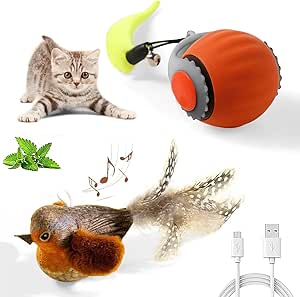 Speedy Tail 2.0,Interactive Cat Toys Ball, Flying Bird Cat Toy,lappy Bird Cat Toy forIndoor Cats Simulated Chirping Flapping Wings Interactive Catnip Toys,Smart Interactive Cats Toy