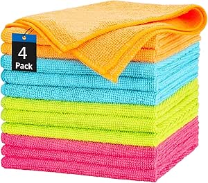 MOMENT Microfiber Cleaning Cloth Multi Purposes Kitchen Towel Set (30 x 30 cm) Super Absorbent Reusable Cleaning Towels – Kitchen Cloth (4 Pack)