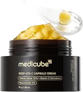 medicube Deep Vitamin C Golden Capsule Face Moisturizer – Liposome Capsules For Wrinkles, Skin Radiance – Transparent Gel for Glow Hydration – Korean Skin Care 1.94 oz